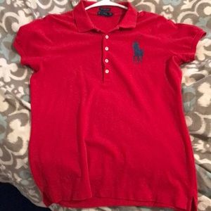 Women Ralph Lauren red polo shirt